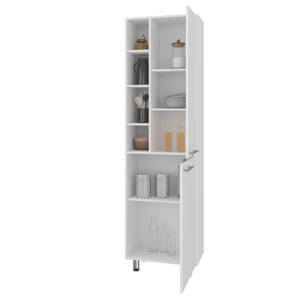 Alacena Burton Blanco 58.6x204cm con Patas y con Dos Puertas - ALACENAS Y MUEBLES MICROONDAS | Bylmo