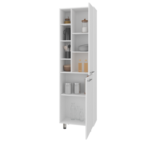 Alacena Burton Blanco 58.6x204cm con Patas y con Dos Puertas - ALACENAS Y MUEBLES MICROONDAS | Bylmo