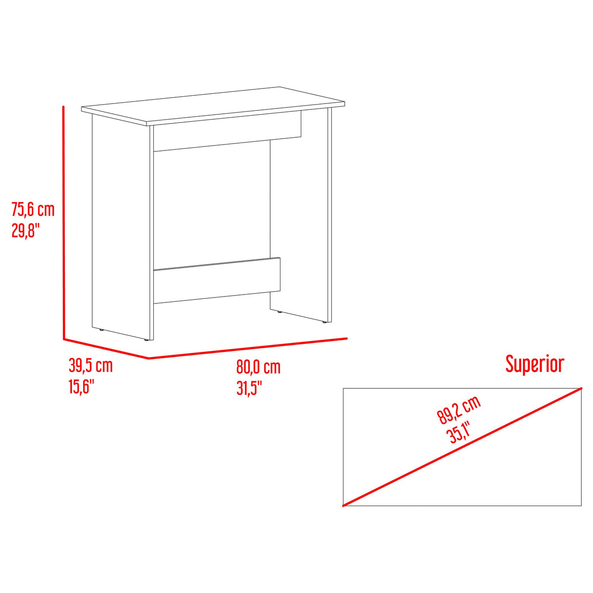 Escritorio Ben Eco Blanco Fresno 80x75.6cm sin Cajones - ESCRITORIOS | Bylmo