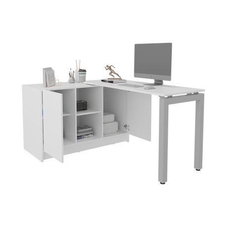 Escritorio Alfie Blanco 120x72.5cm sin Cajones con Organizador de Libros y con Archivador - ESCRITORIOS | Bylmo