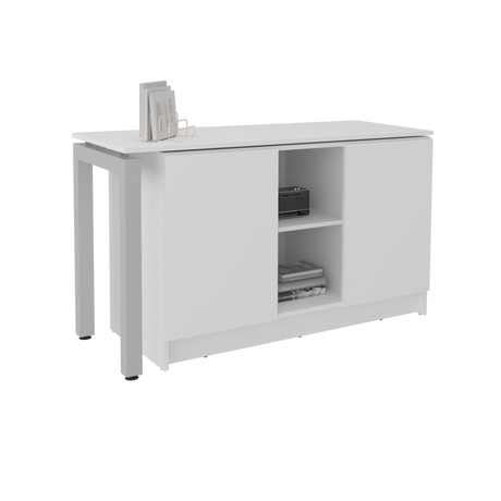 Escritorio Alfie Blanco 120x72.5cm sin Cajones con Organizador de Libros y con Archivador - ESCRITORIOS | Bylmo