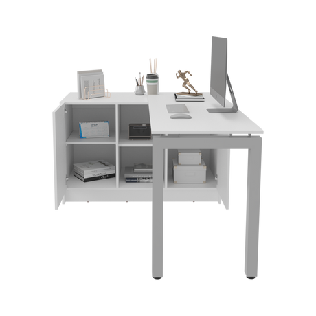 Escritorio Alfie Blanco 120x72.5cm sin Cajones con Organizador de Libros y con Archivador - ESCRITORIOS | Bylmo