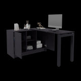 Escritorio Alfie Wengue 120x72.5cm sin Cajones con Organizador de Libros y con Archivador - ESCRITORIOS | Bylmo