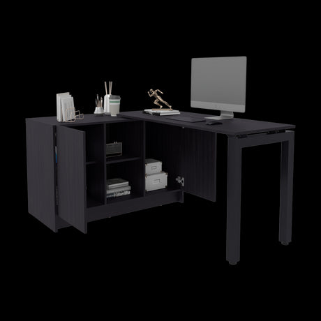 Escritorio Alfie Wengue 120x72.5cm sin Cajones con Organizador de Libros y con Archivador - ESCRITORIOS | Bylmo