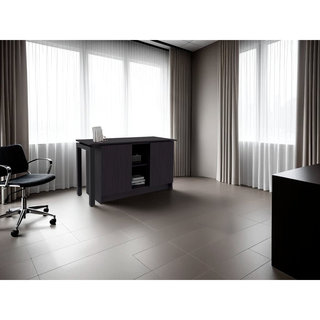 Escritorio Alfie Wengue 120x72.5cm sin Cajones con Organizador de Libros y con Archivador - ESCRITORIOS | Bylmo