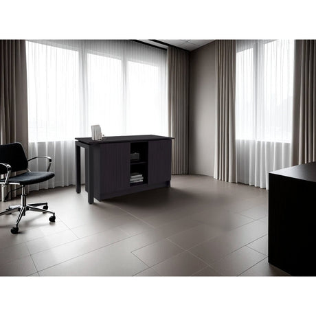 Escritorio Alfie Wengue 120x72.5cm sin Cajones con Organizador de Libros y con Archivador - ESCRITORIOS | Bylmo