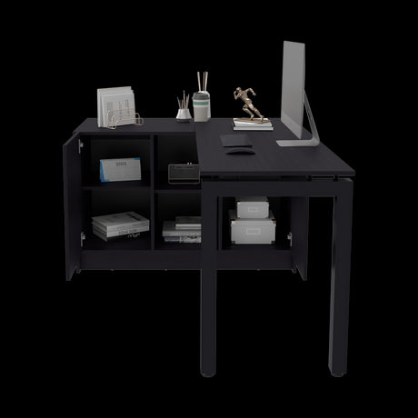 Escritorio Alfie Wengue 120x72.5cm sin Cajones con Organizador de Libros y con Archivador - ESCRITORIOS | Bylmo