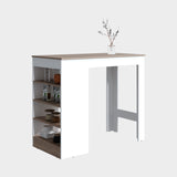 Barra de Cocina Greer Blanco y Bardolino 119.8x102cm con Tres Entrepaños y Cuatro Compartimientos - BARRAS Y MUEBLES AUXILIARES | Bylmo