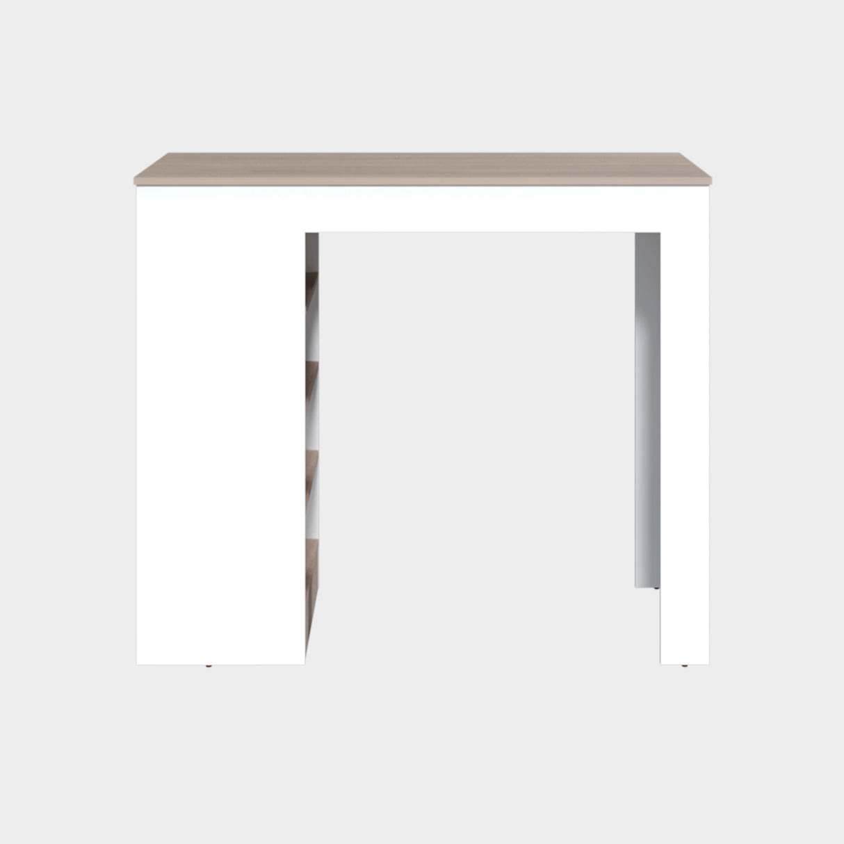 Barra de Cocina Greer Blanco y Bardolino 119.8x102cm con Tres Entrepaños y Cuatro Compartimientos - BARRAS Y MUEBLES AUXILIARES | Bylmo