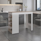 Barra de Cocina Greer Blanco y Bardolino 119.8x102cm con Tres Entrepaños y Cuatro Compartimientos - BARRAS Y MUEBLES AUXILIARES | Bylmo