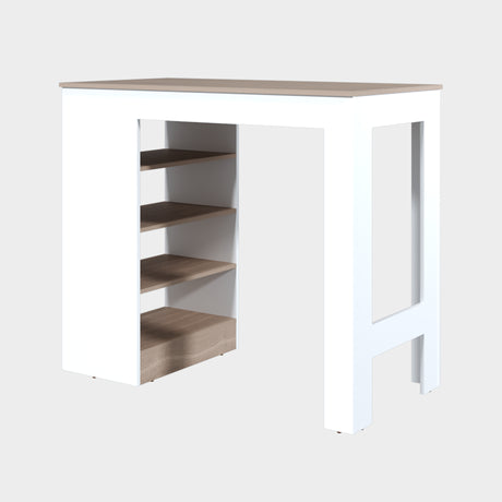 Barra de Cocina Greer Blanco y Bardolino 119.8x102cm con Tres Entrepaños y Cuatro Compartimientos - BARRAS Y MUEBLES AUXILIARES | Bylmo