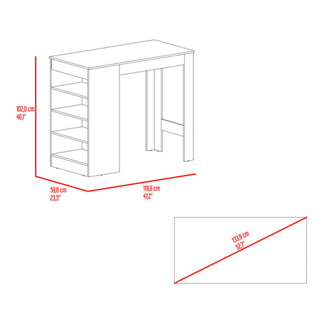 Barra de Cocina Greer Blanco y Bardolino 119.8x102cm con Tres Entrepaños y Cuatro Compartimientos - BARRAS Y MUEBLES AUXILIARES | Bylmo