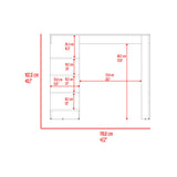 Barra de Cocina Greer Blanco y Bardolino 119.8x102cm con Tres Entrepaños y Cuatro Compartimientos - BARRAS Y MUEBLES AUXILIARES | Bylmo