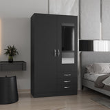 Closet Lumy Wengue 100x180.6cm con Tres Cajones con Seis Compartimientos y con Espejo - CLOSETS | Bylmo