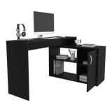 Escritorio en L Axis Eco Wengue 125x71cm con Organizador de Libros - ESCRITORIOS | Bylmo