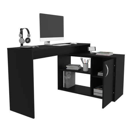 Escritorio en L Axis Eco Wengue 125x71cm con Organizador de Libros - ESCRITORIOS | Bylmo
