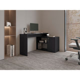 Escritorio en L Axis Eco Wengue 125x71cm con Organizador de Libros