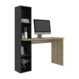 Escritorio con Biblioteca Aston Macadamia y Wengue 120.3x145.8cm con Organizador de Libros - ESCRITORIOS | Bylmo