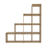 Biblioteca Esquinera Beijing Fresno Europeo 162x167cm Triangular con Diez Compartimientos y con Diez Entrepaños - BIBLIOTECAS Y ESTANTERIAS | Bylmo