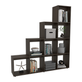 Biblioteca Esquinera Beijing Nogal 162x167cm Triangular con Diez Compartimientos y con Diez Entrepaños - BIBLIOTECAS Y ESTANTERIAS | Bylmo