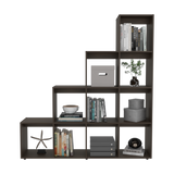 Biblioteca Esquinera Beijing Nogal 162x167cm Triangular con Diez Compartimientos y con Diez Entrepaños - BIBLIOTECAS Y ESTANTERIAS | Bylmo