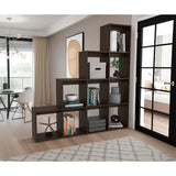 Biblioteca Esquinera Beijing Nogal 162x167cm Triangular con Diez Compartimientos y con Diez Entrepaños - BIBLIOTECAS Y ESTANTERIAS | Bylmo