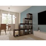 Biblioteca Esquinera Beijing Nogal 162x167cm Triangular con Diez Compartimientos y con Diez Entrepaños - BIBLIOTECAS Y ESTANTERIAS | Bylmo