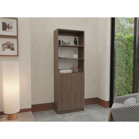 Estantería Home Milan y Blanco 62.8x180.6cm Rectangular con Dos Puertas y con Cuatro Entrepaños - BIBLIOTECAS Y ESTANTERIAS | Bylmo