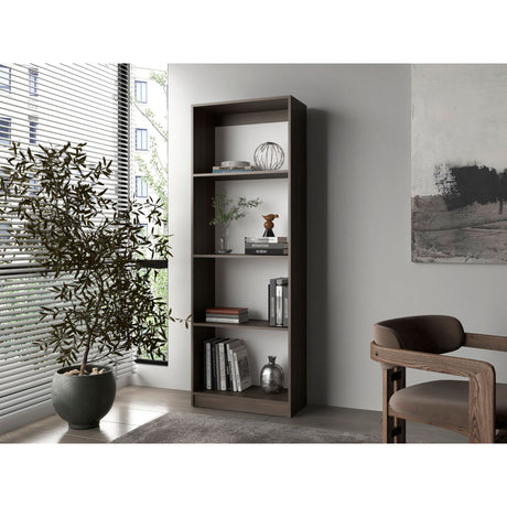 Estantería Home Milan y Blanco 62.8x180.6cm Rectangular con Cuatro Compartimientos y con Tres Entrepaños - BIBLIOTECAS Y ESTANTERIAS | Bylmo