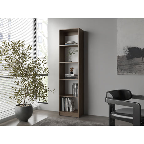 Estantería Home Milan y Blanco 45x180.6cm Rectangular con Cinco Compartimientos y con Cuatro Entrepaños - BIBLIOTECAS Y ESTANTERIAS | Bylmo