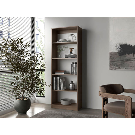 Estantería Home Milan y Blanco 62.8x180.6cm Rectangular con Cinco Compartimientos y con Cuatro Entrepaños - BIBLIOTECAS Y ESTANTERIAS | Bylmo