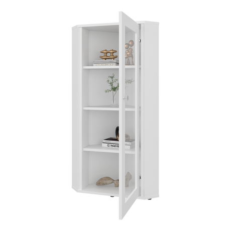 Vitrina Esquinera Genova Blanco 59.4x110.6cm Rectangular con Cuatro Compartimientos y con Tres Entrepaños - BIBLIOTECAS Y ESTANTERIAS | Bylmo