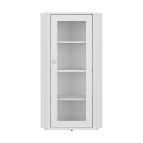 Vitrina Esquinera Genova Blanco 59.4x110.6cm Rectangular con Cuatro Compartimientos y con Tres Entrepaños - BIBLIOTECAS Y ESTANTERIAS | Bylmo