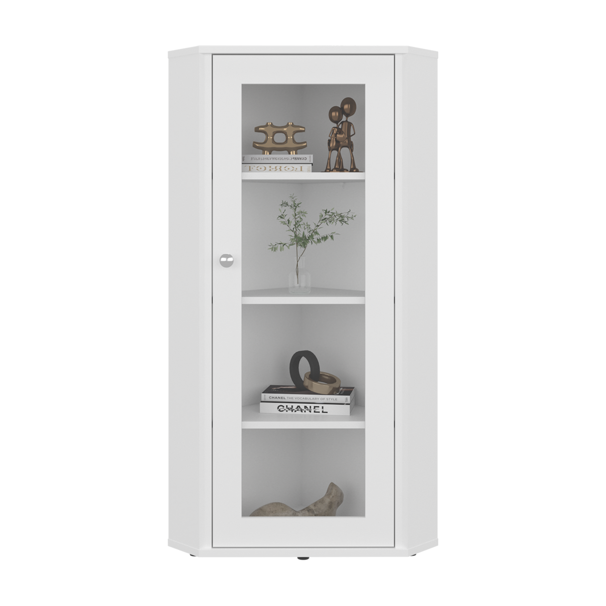 Vitrina Esquinera Genova Blanco 59.4x110.6cm Rectangular con Cuatro Compartimientos y con Tres Entrepaños - BIBLIOTECAS Y ESTANTERIAS | Bylmo