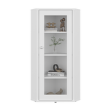 Vitrina Esquinera Genova Blanco 59.4x110.6cm Rectangular con Cuatro Compartimientos y con Tres Entrepaños - BIBLIOTECAS Y ESTANTERIAS | Bylmo