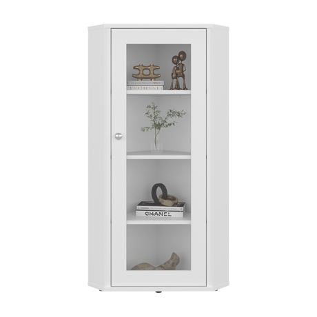 Vitrina Esquinera Genova Blanco 59.4x110.6cm Rectangular con Cuatro Compartimientos y con Tres Entrepaños - BIBLIOTECAS Y ESTANTERIAS | Bylmo