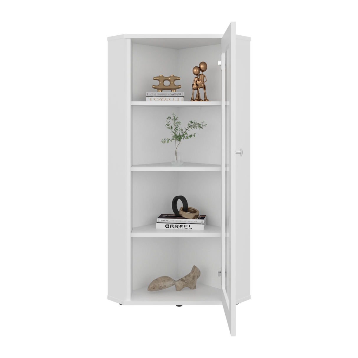 Vitrina Esquinera Genova Blanco 59.4x110.6cm Rectangular con Cuatro Compartimientos y con Tres Entrepaños - BIBLIOTECAS Y ESTANTERIAS | Bylmo