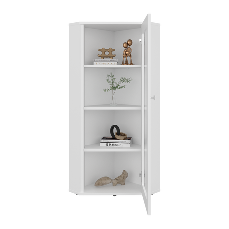 Vitrina Esquinera Genova Blanco 59.4x110.6cm Rectangular con Cuatro Compartimientos y con Tres Entrepaños - BIBLIOTECAS Y ESTANTERIAS | Bylmo
