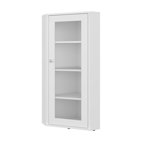 Vitrina Esquinera Genova Blanco 59.4x110.6cm Rectangular con Cuatro Compartimientos y con Tres Entrepaños - BIBLIOTECAS Y ESTANTERIAS | Bylmo