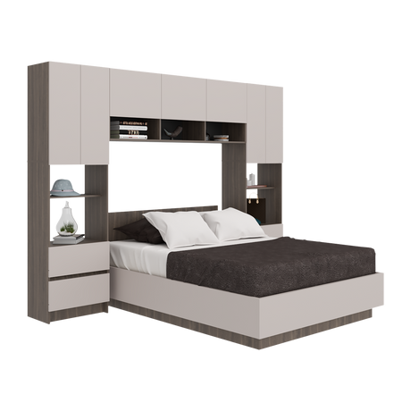 Combo Cama y Closet St Denis Milan y Capri 272x200cm para Cama Doble 140 X 190 CM con Cabecero - CAMAS | Bylmo