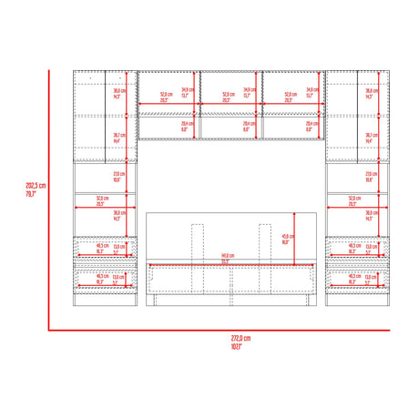 Combo Cama y Closet St Denis Milan y Capri 272x200cm para Cama Doble 140 X 190 CM con Cabecero - CAMAS | Bylmo