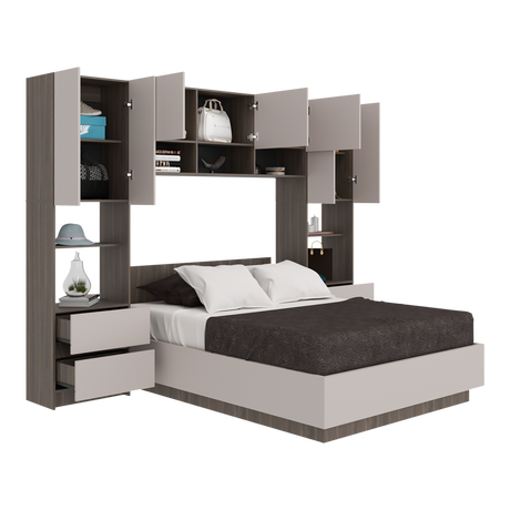 Combo Cama y Closet St Denis Milan y Capri 272x200cm para Cama Doble 140 X 190 CM con Cabecero - CAMAS | Bylmo