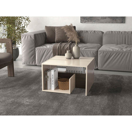 Mesa Auxiliar Everett Nogal y Capri 39.8x63.4cm Transformable con Tres Compartimientos - MESAS AUXILIARES | Bylmo