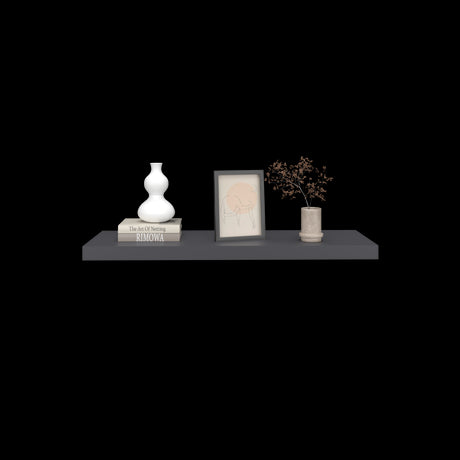 Repisa Plomo 80x3.8cm Rectangular Flotante con Dos Entrepaños - REPISAS | Bylmo