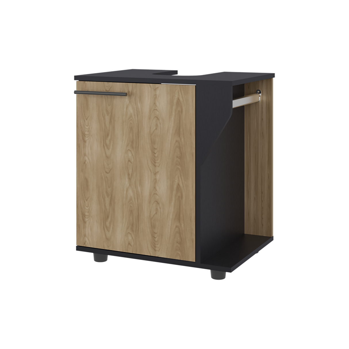 Mueble para Lavamanos Phillips Wengue y Fresno Europeo 56x62.1cm Individual sin Lavamanos y con Una Puerta - MUEBLES PARA LAVAMANOS | Bylmo