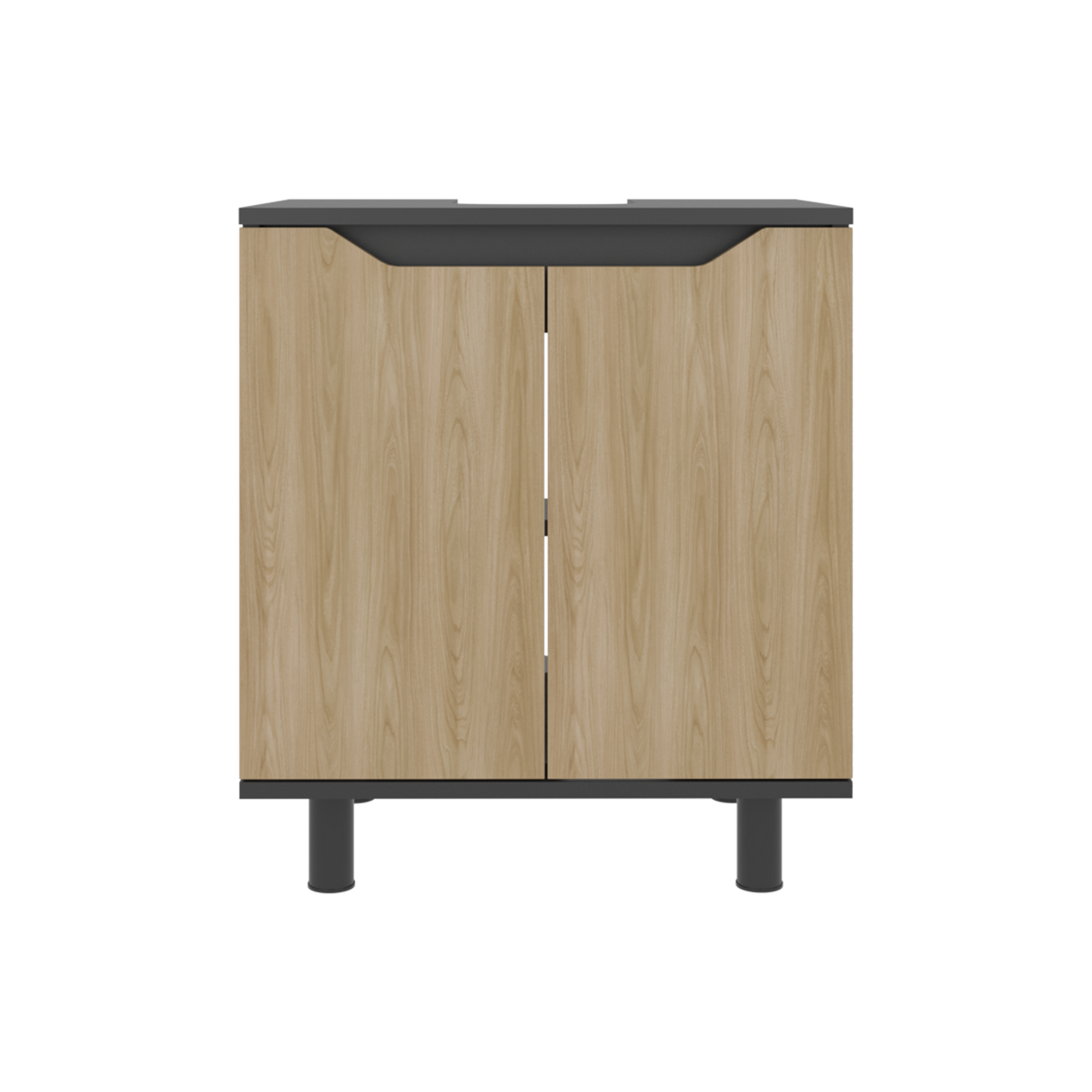 Mueble para Lavamanos Marlo Wengue y Fresno Europeo 55x63cm Individual sin Lavamanos y con Dos Puertas - MUEBLES PARA LAVAMANOS | Bylmo