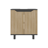 Mueble para Lavamanos Marlo Wengue y Fresno Europeo 55x63cm Individual sin Lavamanos y con Dos Puertas - MUEBLES PARA LAVAMANOS | Bylmo