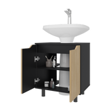 Mueble para Lavamanos Marlo Wengue y Fresno Europeo 55x63cm Individual sin Lavamanos y con Dos Puertas - MUEBLES PARA LAVAMANOS | Bylmo