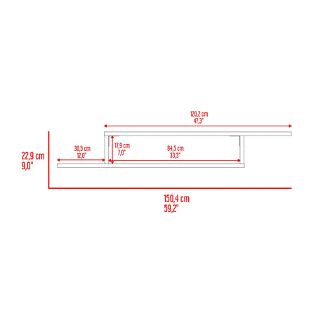 Repisa para TV Dili Olivo 150.2x22.9cm para TV Hasta 55" Pulgadas con Un Compartimiento - MUEBLES DE TV | Bylmo