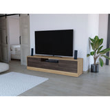 Rack de TV Niles Fresno Europeo y Nogal 200x50cm para TV Hasta 75" Pulgadas con Cuatro Compartimientos - MUEBLES DE TV | Bylmo